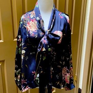 ZARA gorgeous silk look blouse . EUC